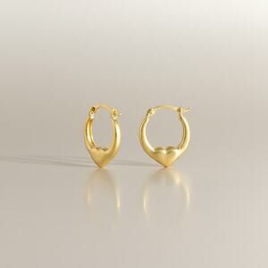 Jewelry 12.7mm Solid 14k Yellow Italian Gold Heart Hoops Made In Italy